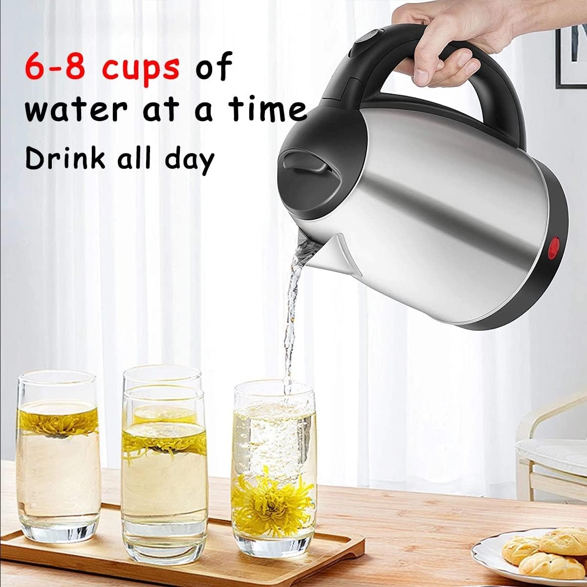 [vendor] 1.8L Electric Kettle 1500W Stainless Steel Cordless Jug