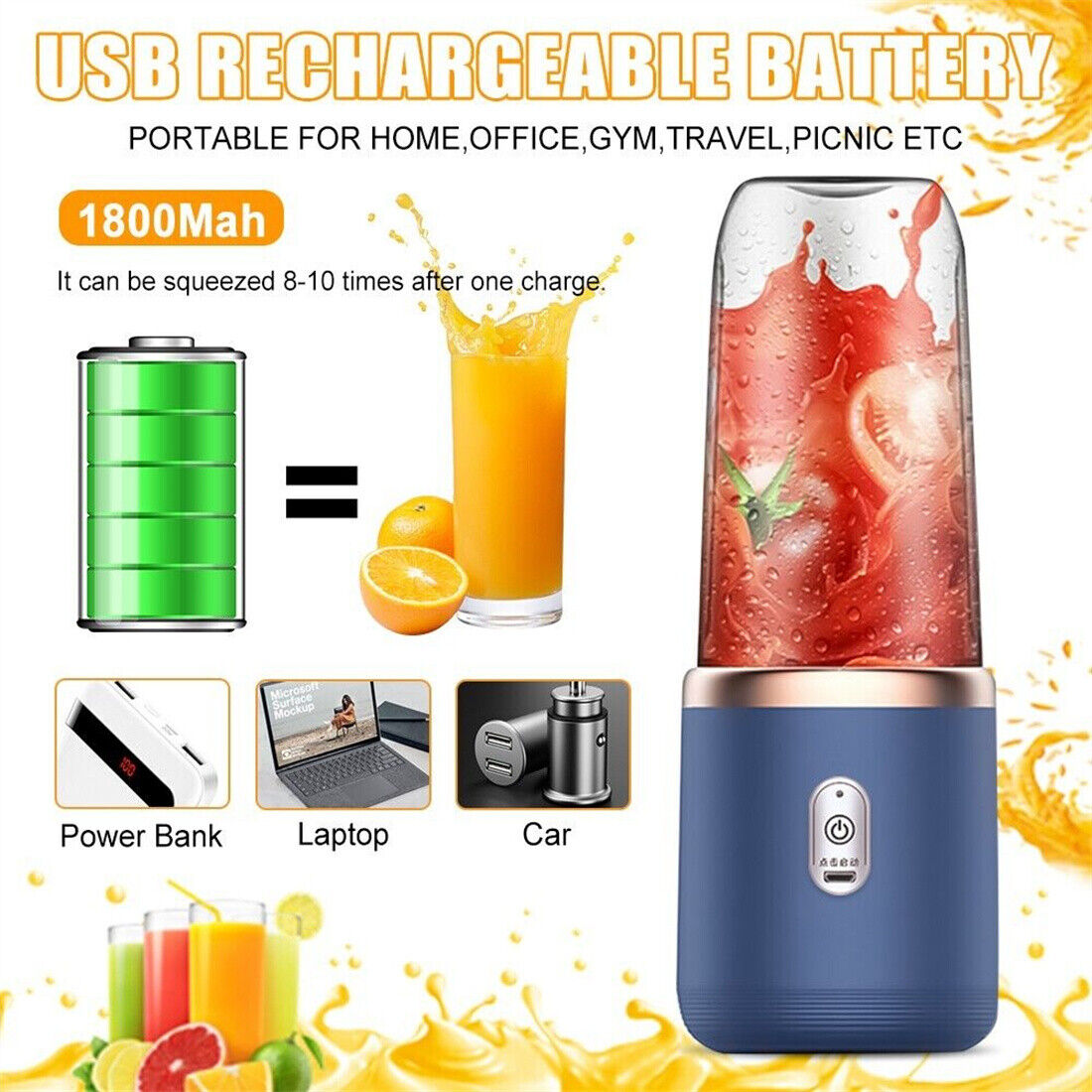 [vendor] Electric Mini Juice Maker Portable Blender Smoothie