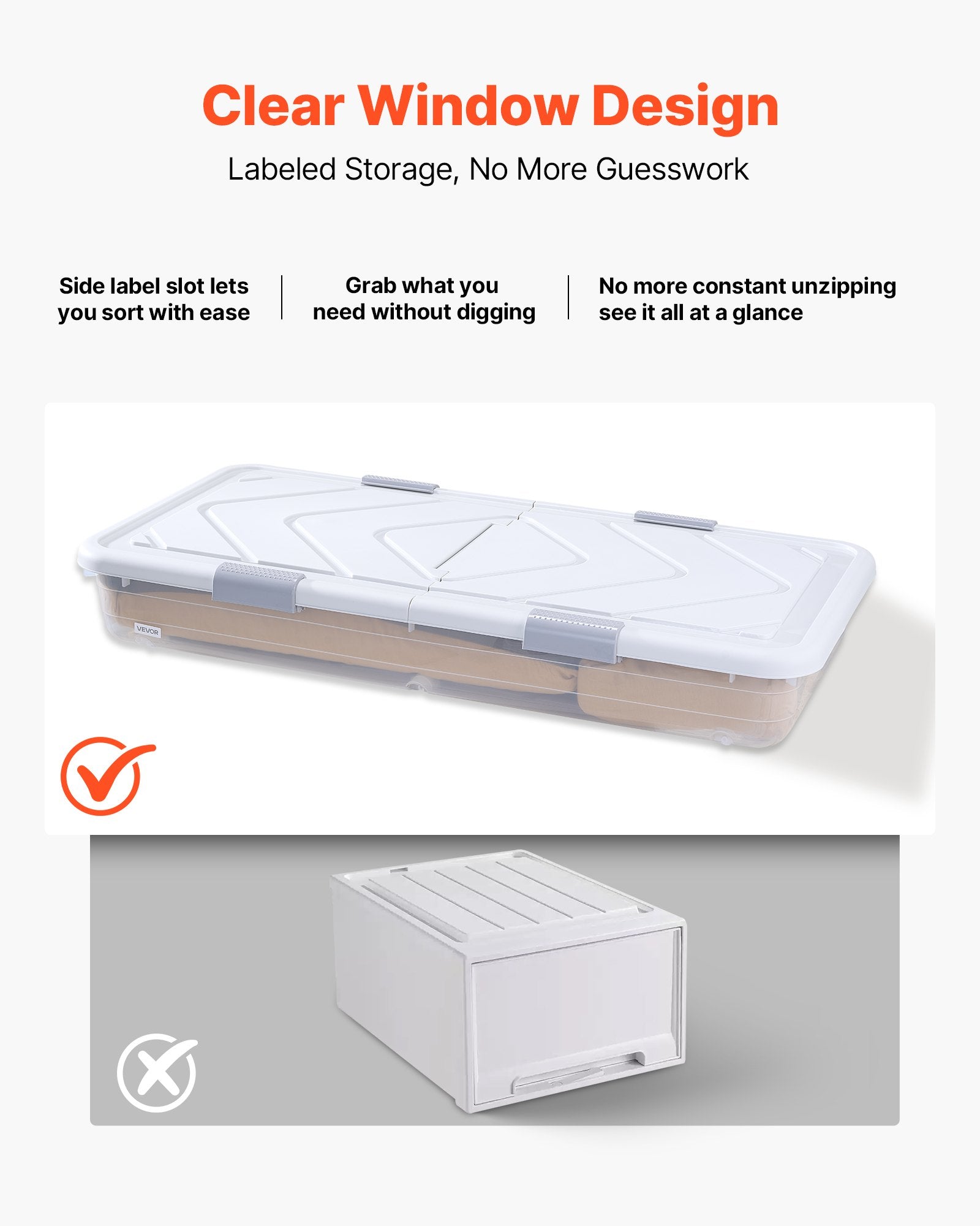[vendor] Under Bed Storage With Wheels, 31.7 X 15.6 X 6.9 Inch