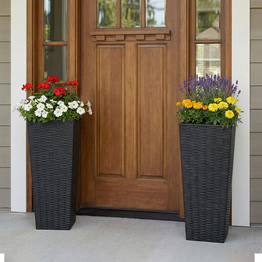 [vendor] 2pcs Resin Tall Plant Pots Large Tapered Flower Pots