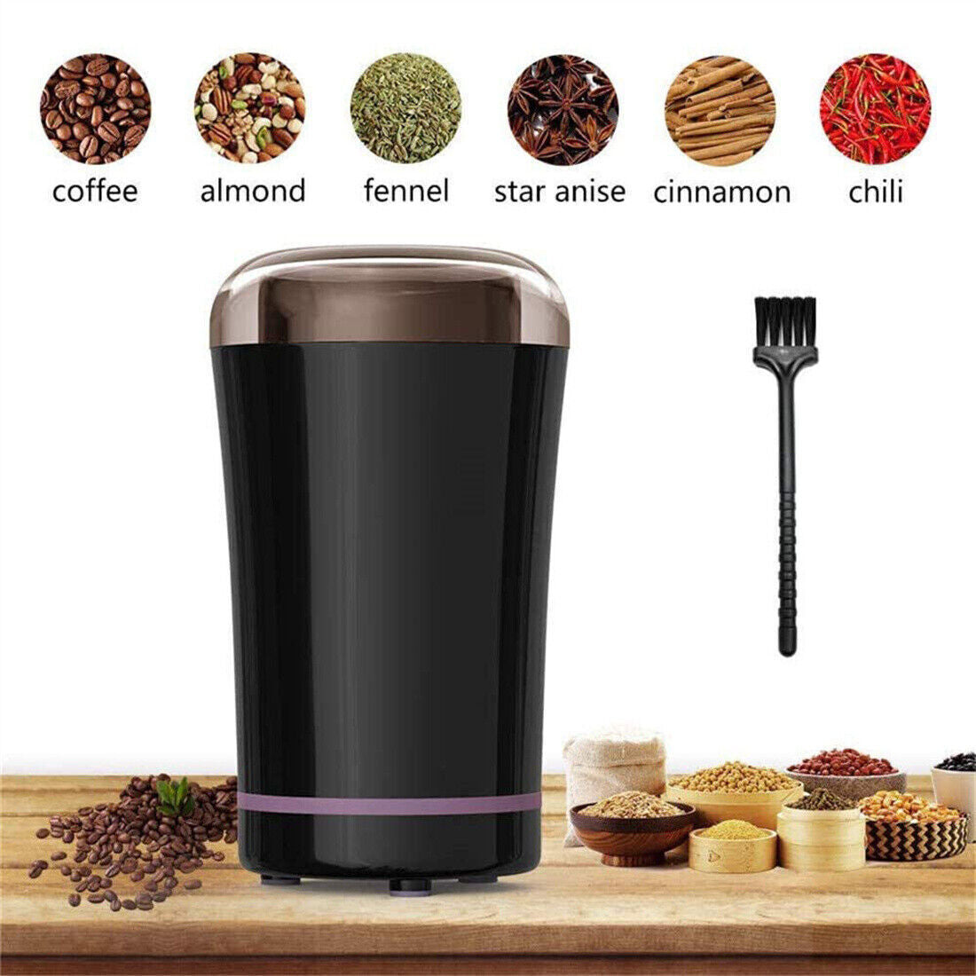 [vendor] Electric Coffee Grinder, Matte Blade Mill For Coffee