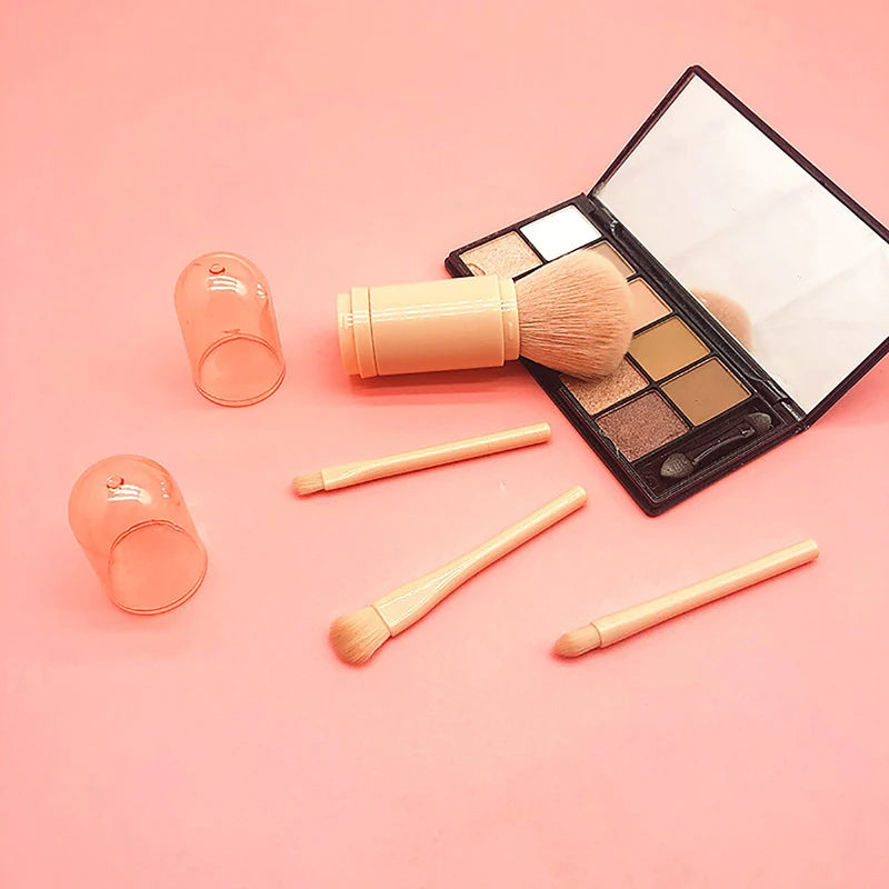 [vendor] 4in1 Portable Makeup Brush Set Beauty Brush