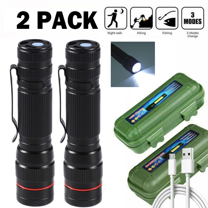 [vendor] LED Military Flashlight USB Rechargeable Tactical Zoom