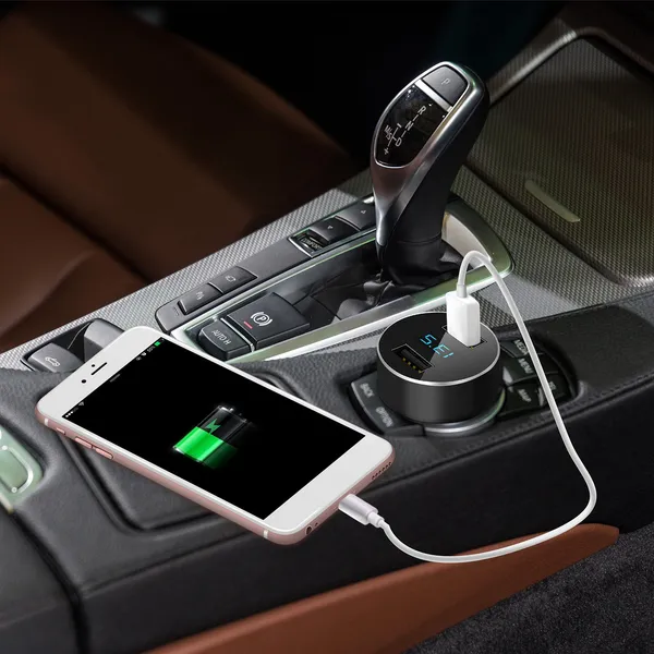 [vendor] Dual USB Car Charger Adapter Aluminum Alloy Fast Car