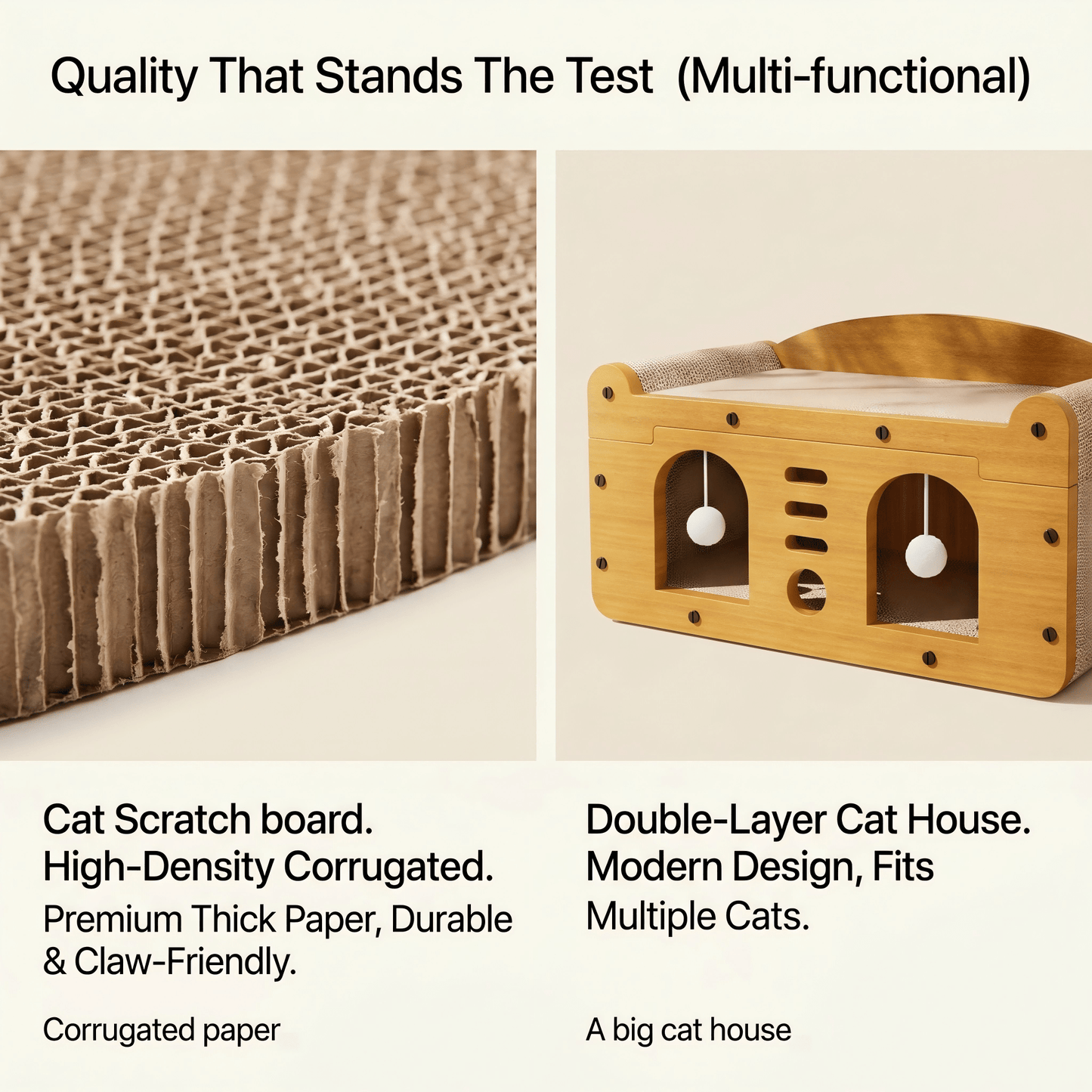 [vendor] Multi-Style Double-Layer Cat Scratcher House, 2-Tier Large Cat