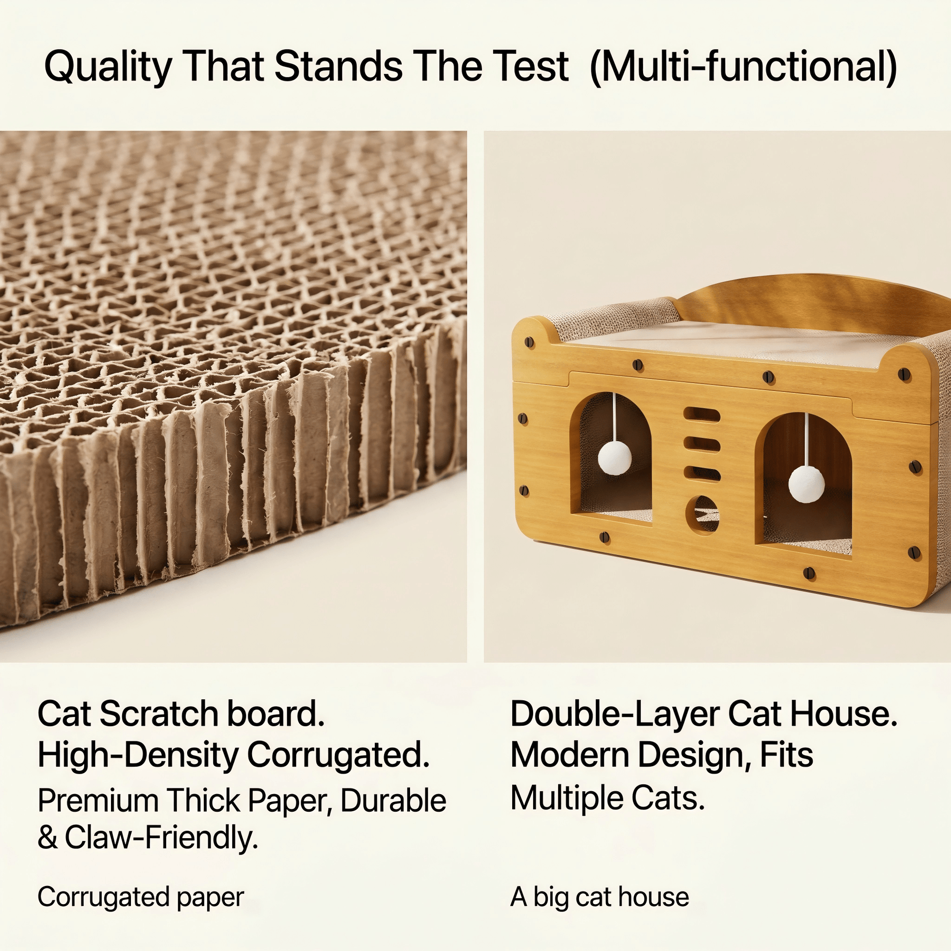 [vendor] Multi-Style Double-Layer Cat Scratcher House, 2-Tier Large Cat
