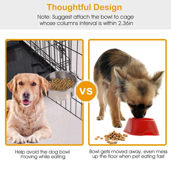 [vendor] Stainless Steel Dog Bowl Pets Hanging Food Bowl Detachable Pet