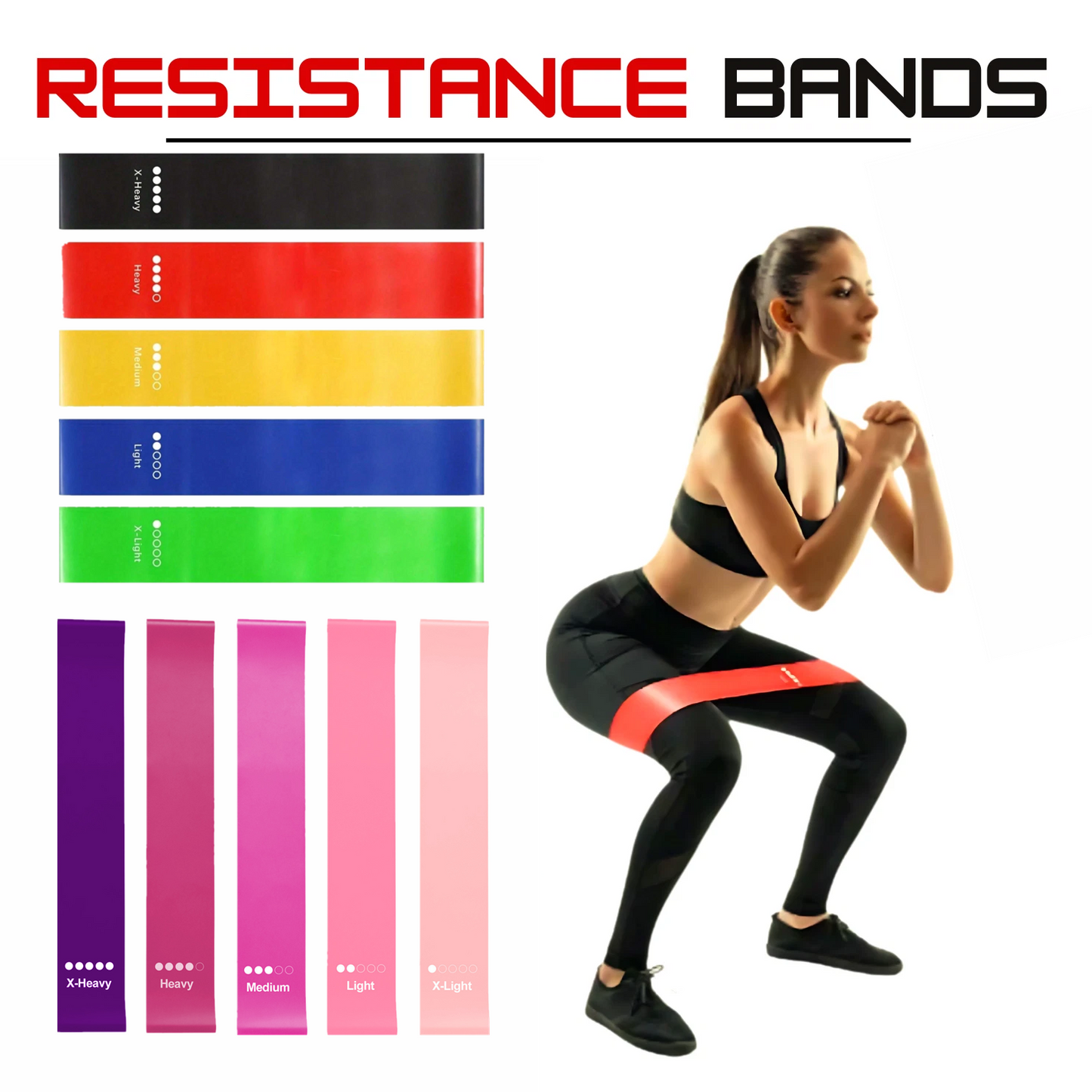 [vendor] Resistance Bands Loop Set Of 10 Exercise Strength