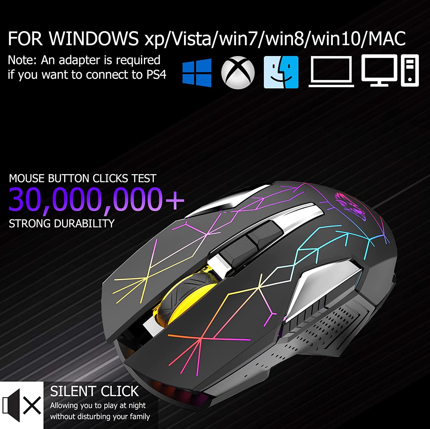 [vendor] 2.4G Wireless Charging Computer Mouse USB Gaming Mice