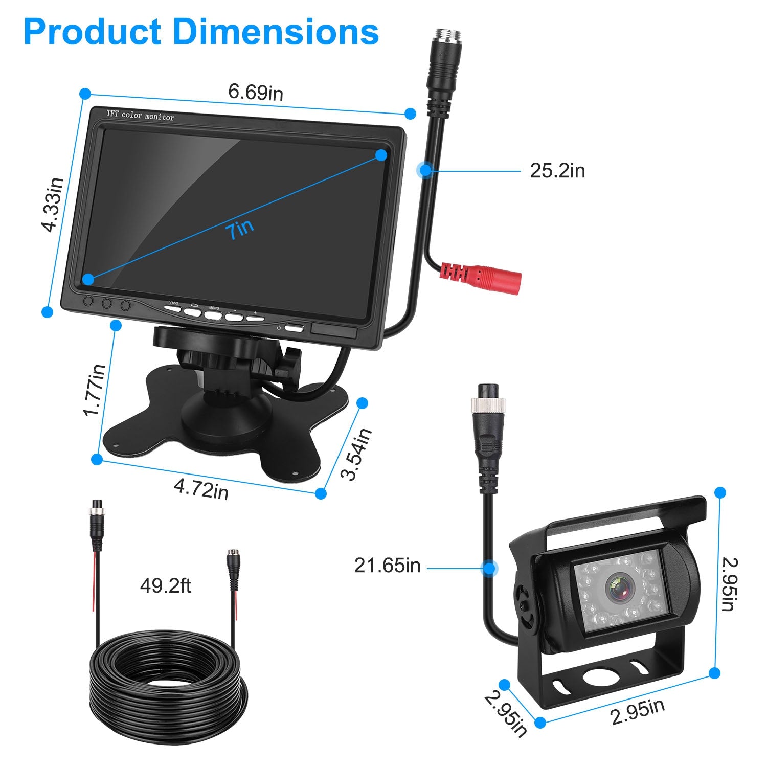 [vendor] 1Pc 7In Screen Backup Camera System Vehicle Rear View