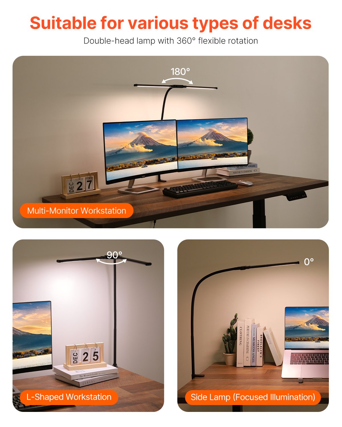 [vendor] LED Desk Lamp With Clamp, Double Head Architect Desk