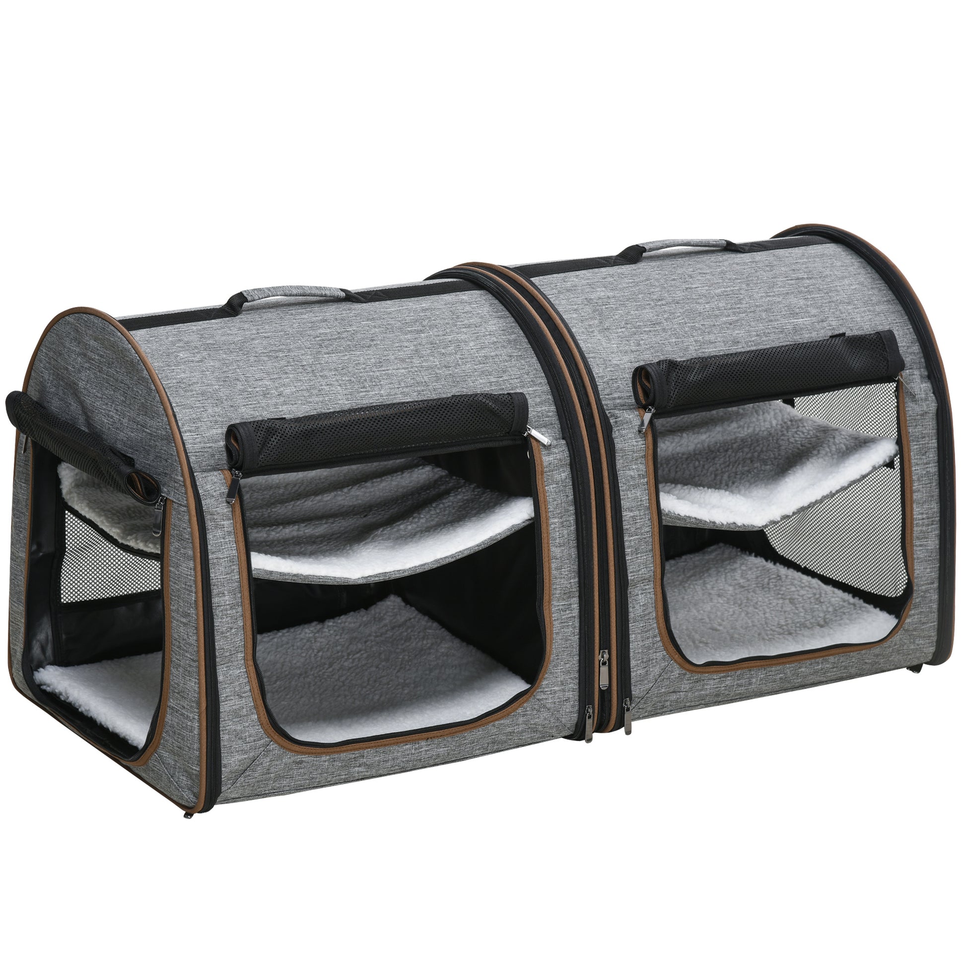 [vendor] Portable Soft-sided Pet Cat Carrier With Divider, Two