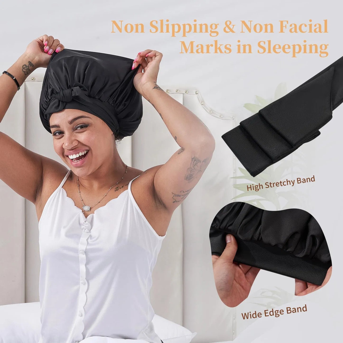 [vendor] Silk Bonnet For Sleeping Women, Satin Hair Bonnet For