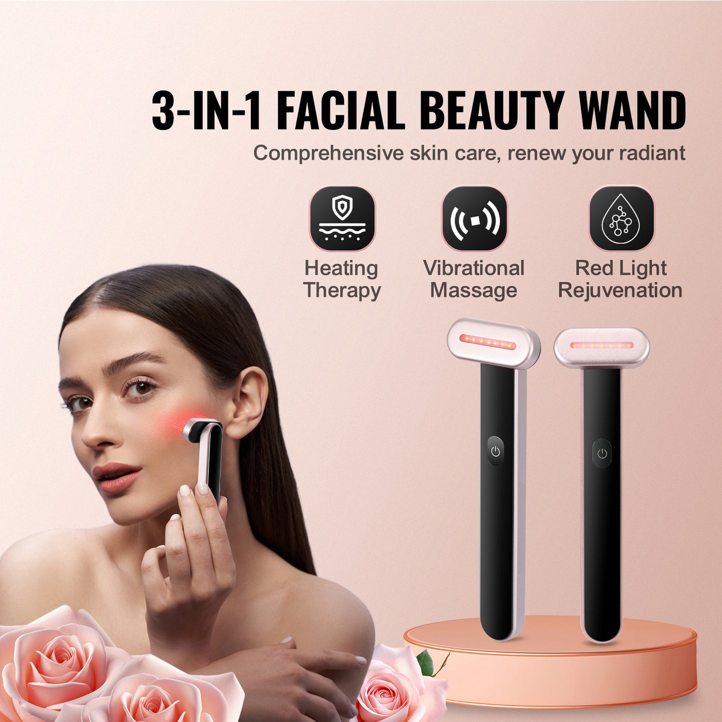 [vendor] VEVOR Red Light Therapy Wand For Face, 7Color LED Facial