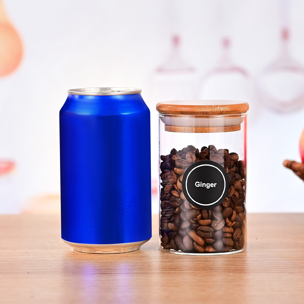 [vendor] 12 Pcs Round Spice Jars With Bamboo Lids And Stickers,