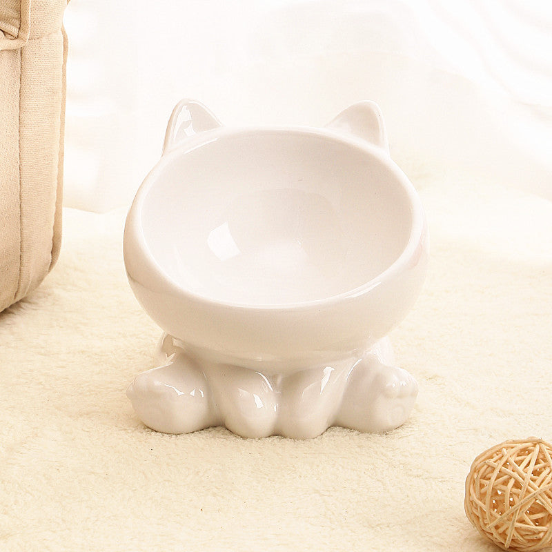 [vendor] Ceramic Cat Bowl Cat Bowl Cat Food Bowl Neck Guard Oblique Mouth