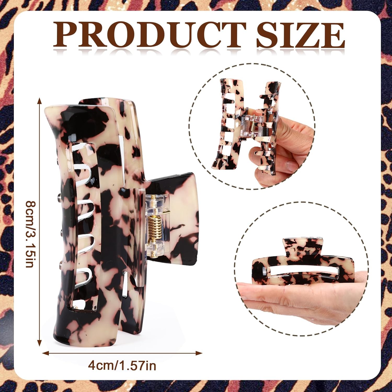 [vendor] 4Pcs Tortoise Hair Claw Clips, Acetate Hair Claw Clip