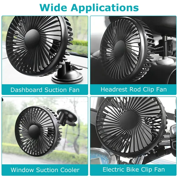 [vendor] Car Cooling Fan Portable Rotatable USB Vehicle Fan