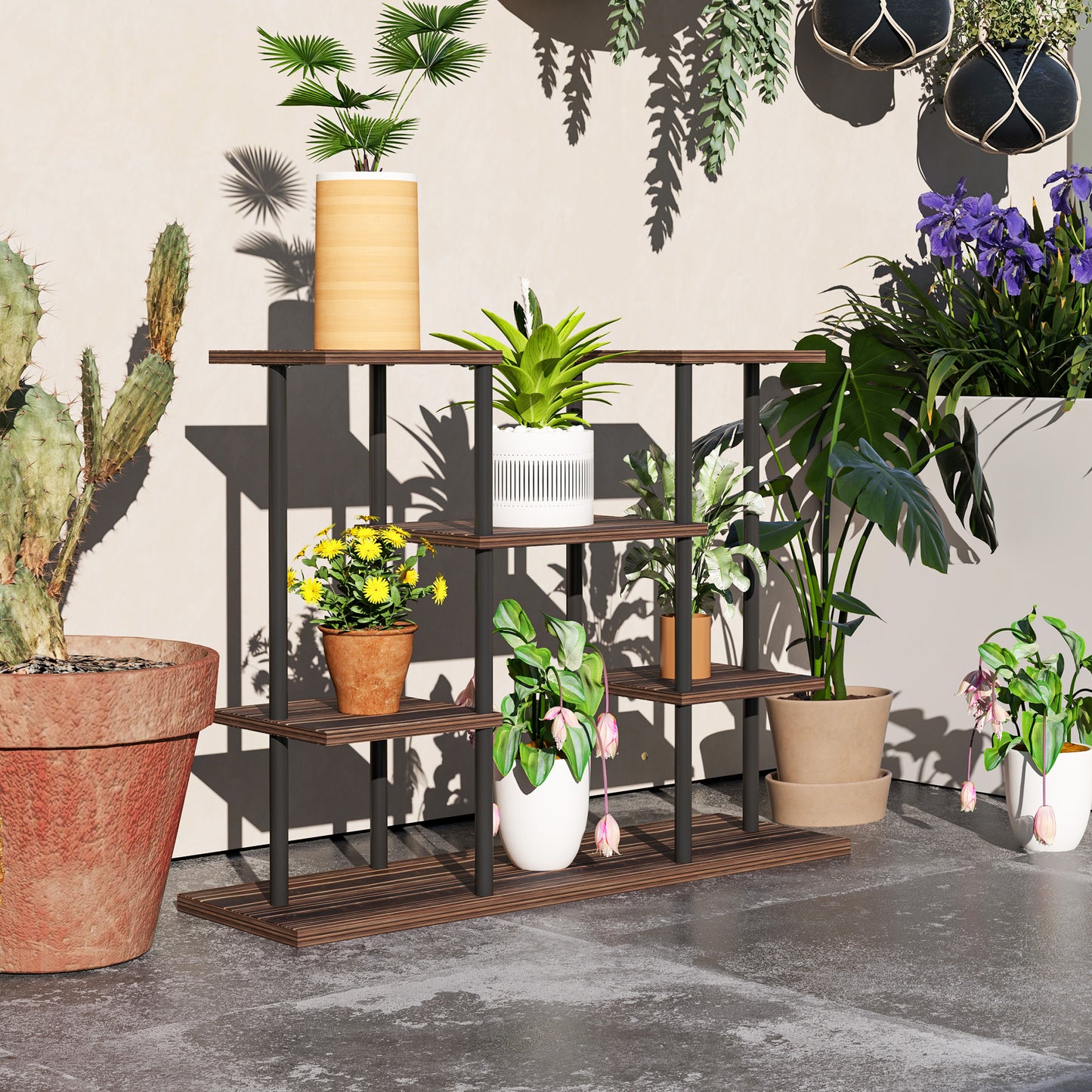 [vendor] Four-Tier Wooden Shelf Plant Stand