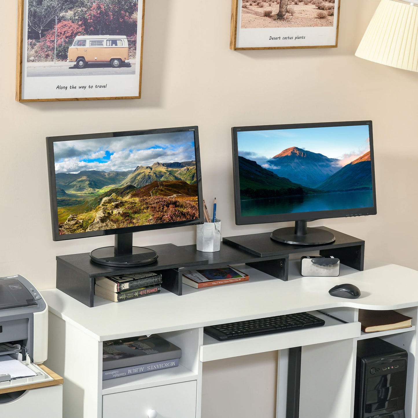 [vendor] Vinsetto Dual Monitor Stand Riser With Adjustable Length