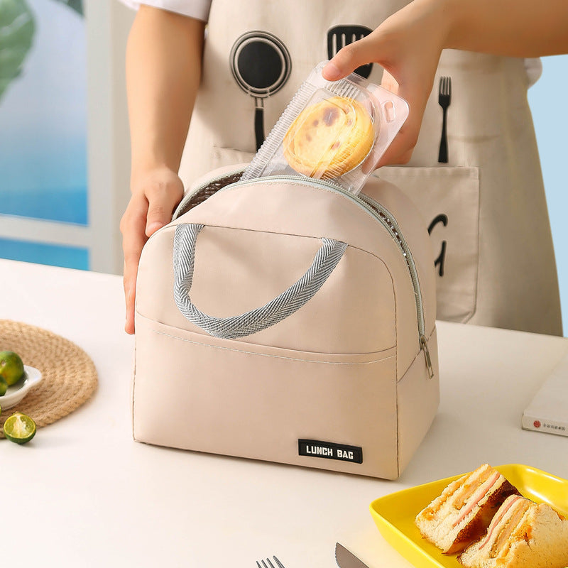[vendor] Solid Color Thickened Insulated Lunch Tote Bag, Portable