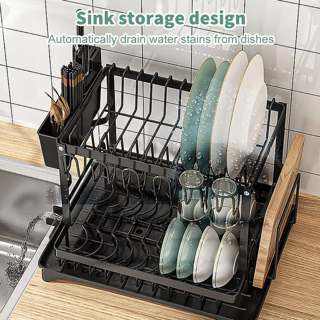 [vendor] NEW 2TIER KITCHEN SINK DISH DRAINER RACK WITH DRIP TRAY