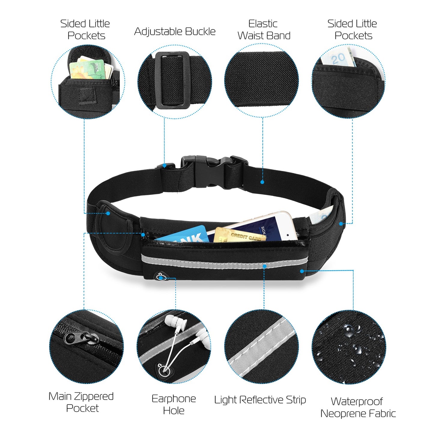 [vendor] 1Pc Sports Waist Bag Running Belt Pack Waterproof