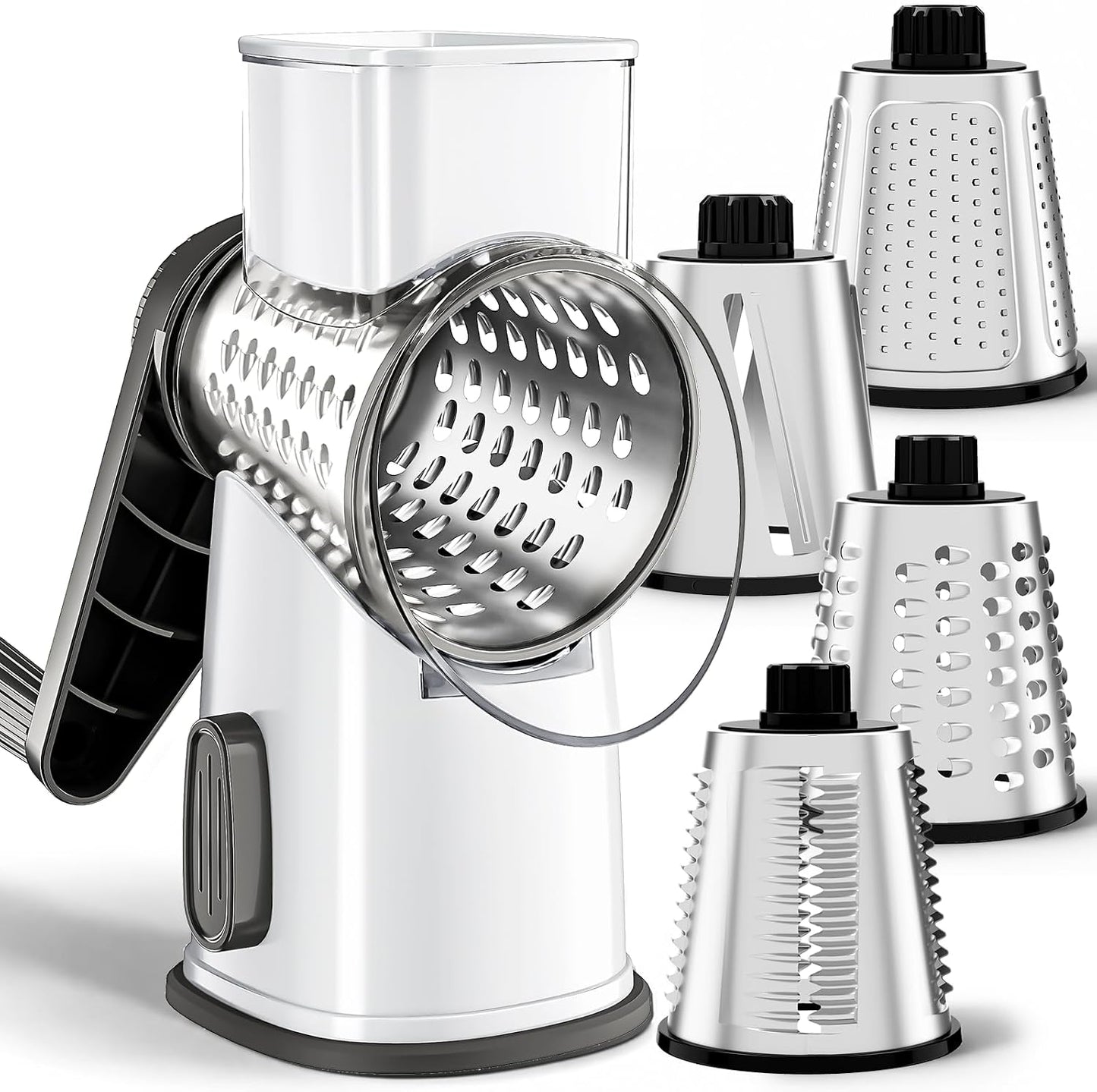[vendor] 4 In 1 Large Cheese Grater, Hand Crank Rotary Shredder,