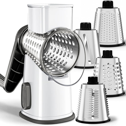 [vendor] 4 In 1 Large Cheese Grater, Hand Crank Rotary Shredder,