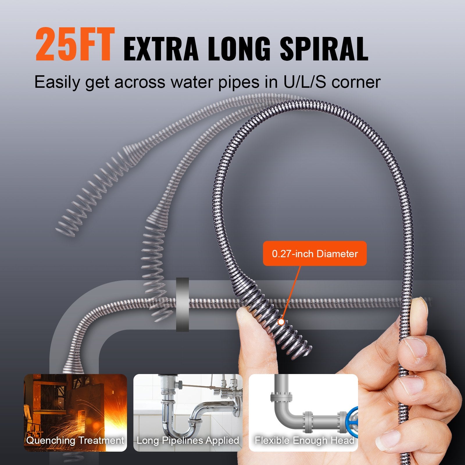 [vendor] 12V Electric Drain Auger, 25FT Cordless Plumbing Snake