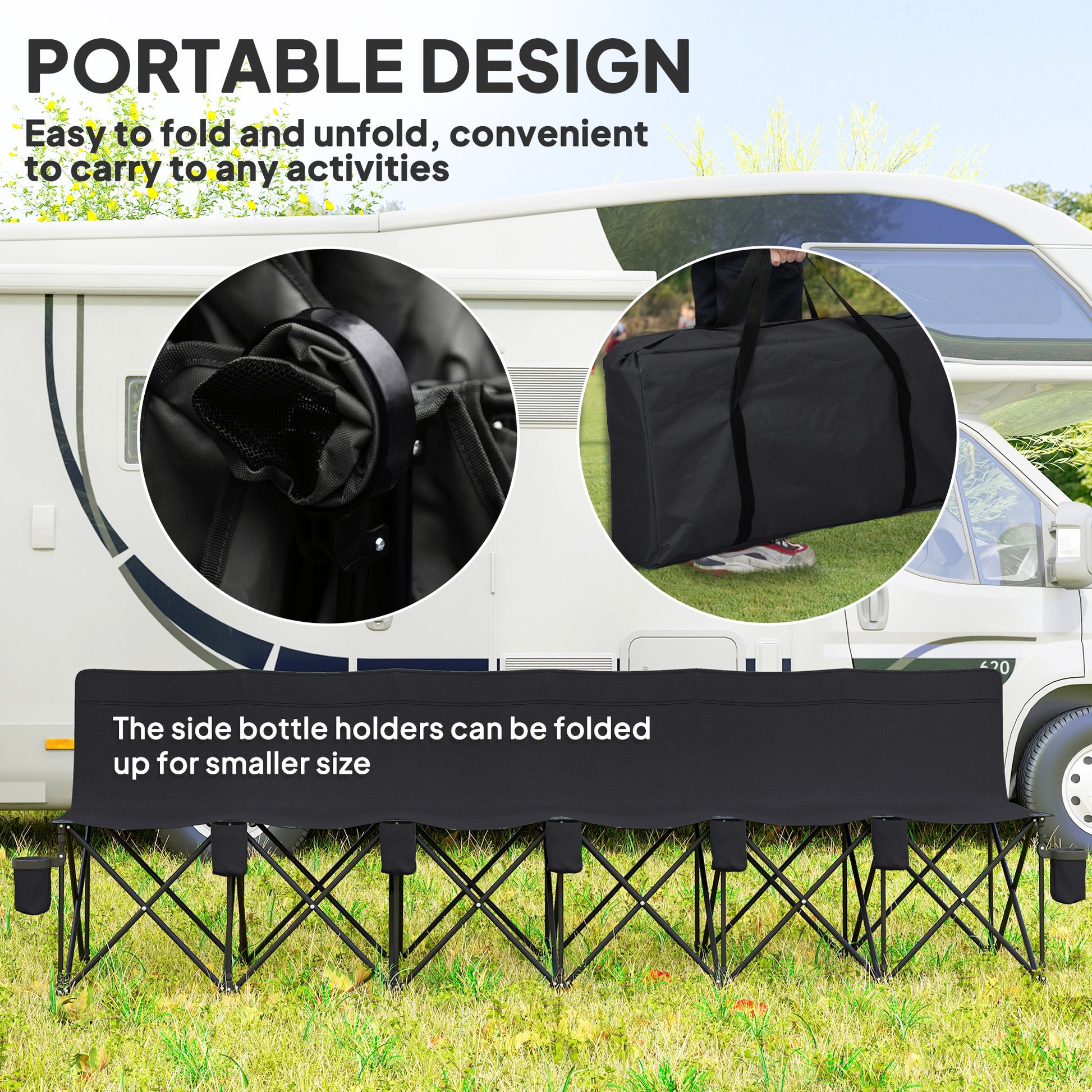 [vendor] 6 Seater Folding Camping Chair With Cup Holder & Carry