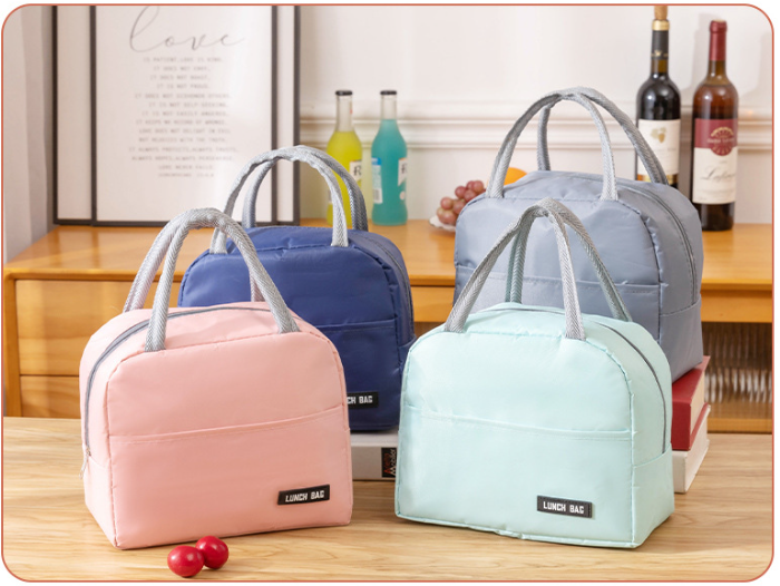 [vendor] Solid Color Thickened Insulated Lunch Tote Bag, Portable