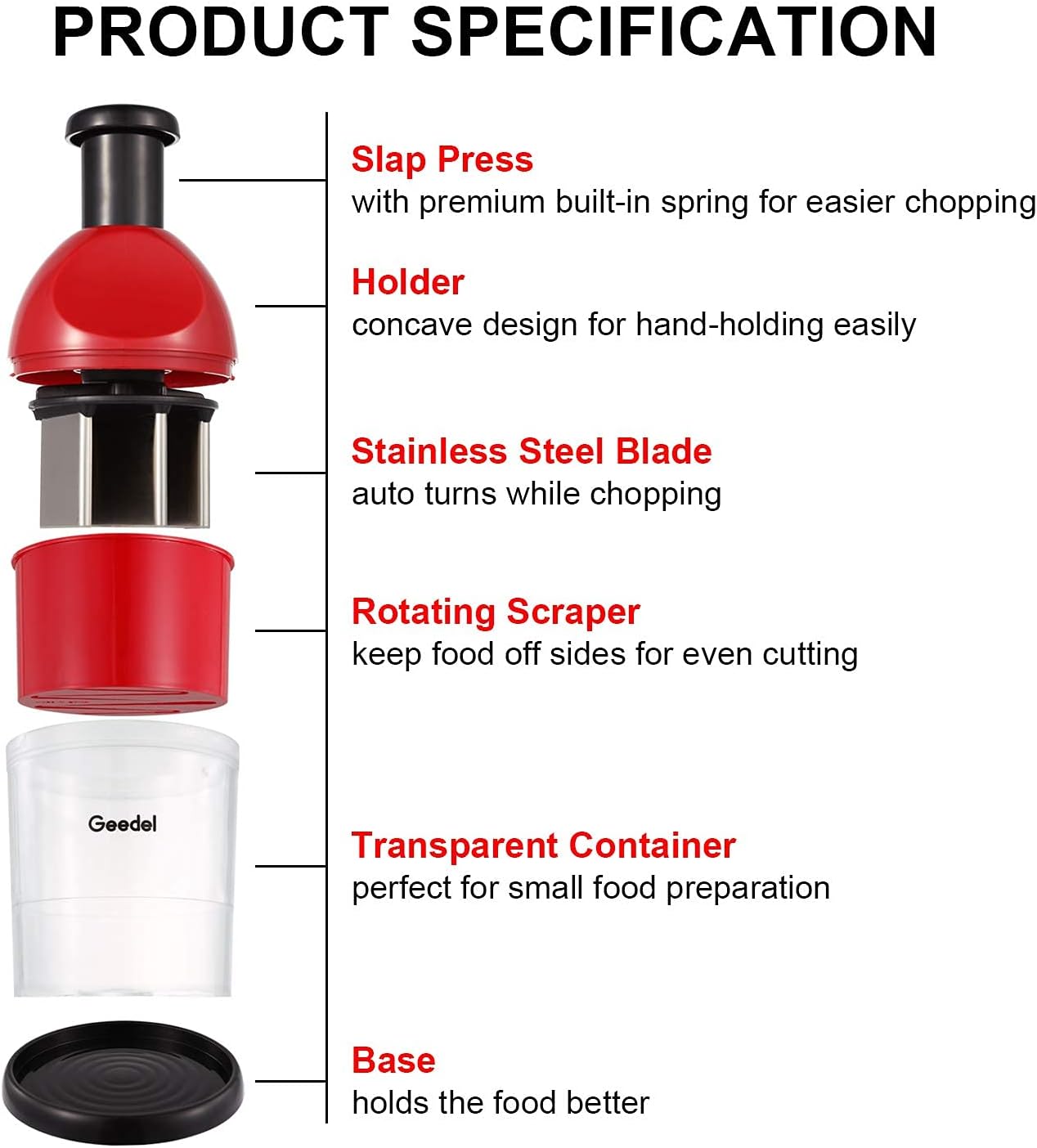 [vendor] Food Chopper, Manual Hand Vegetable Chopper, Easy Clean,