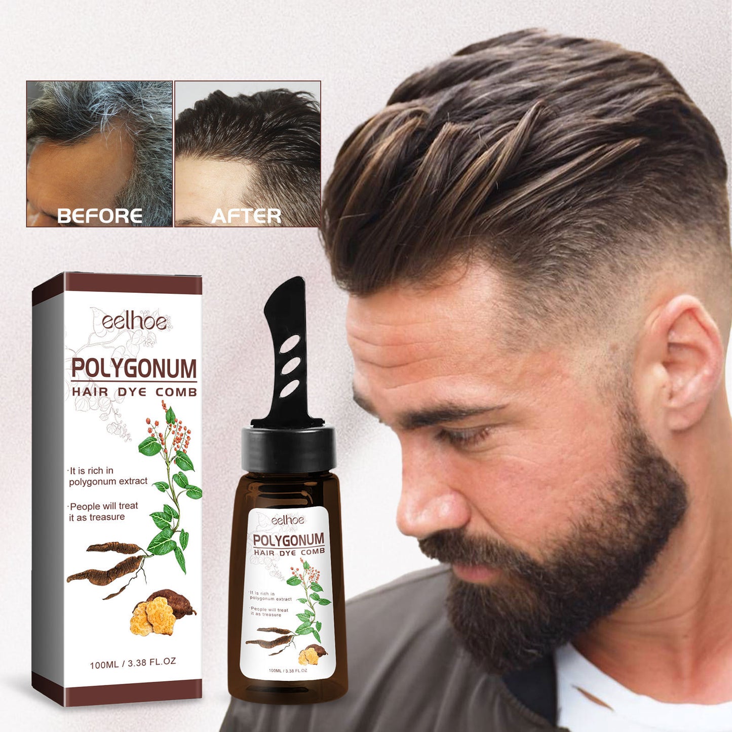 [vendor] Polygonum Hair Dye Comb, Deep Clean Dry Smooth Black
