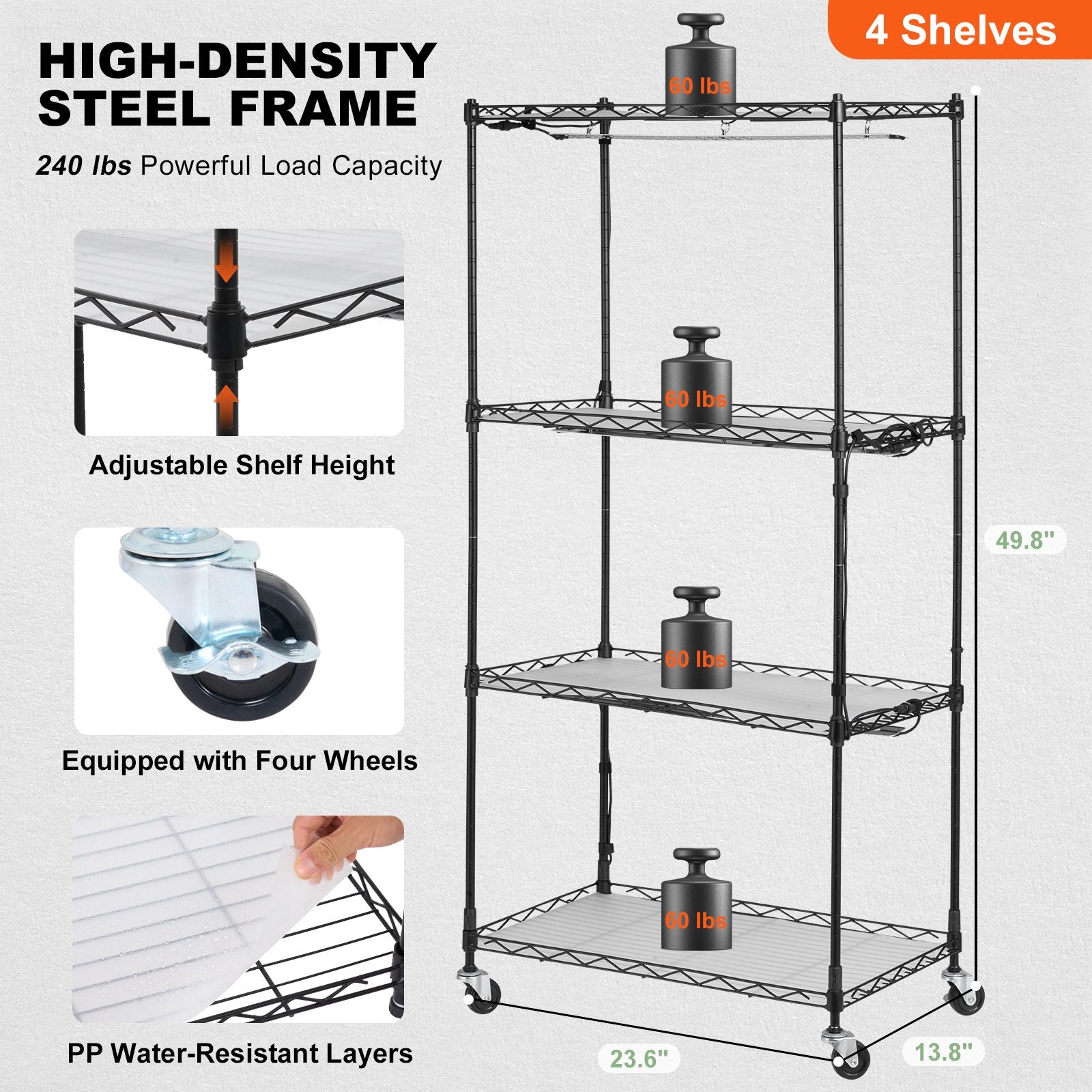 [vendor] Plant Stand With Grow Light, 4-Tier Plant Shelf With 45W