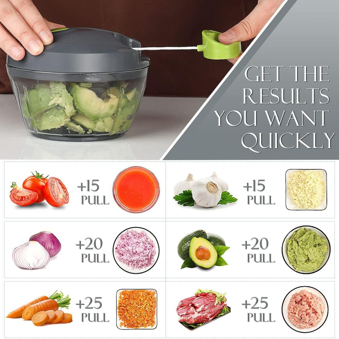 [vendor] Manual Pull String Food Chopper, 500ml Vegetable Cutter