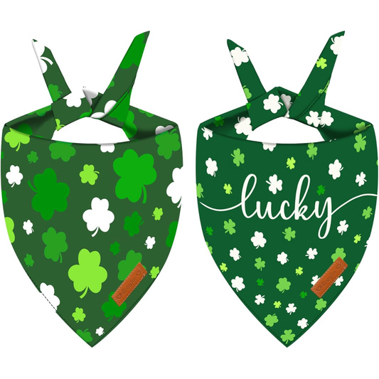 [vendor] 2 Pieces St. Patrick's Day Dog Bandanas, Double-Sided Reversible