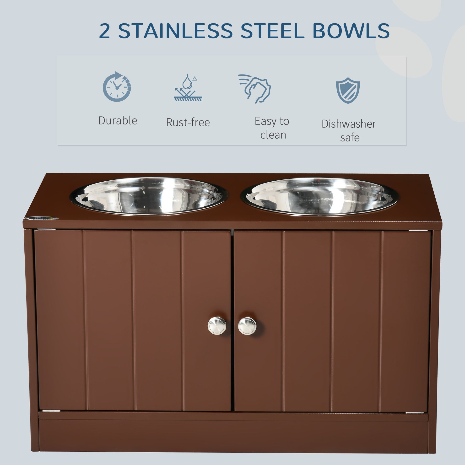 [vendor] Elevated Dog Bowls with Storage Cabinet, Raised Dog Bowl Stand Pet