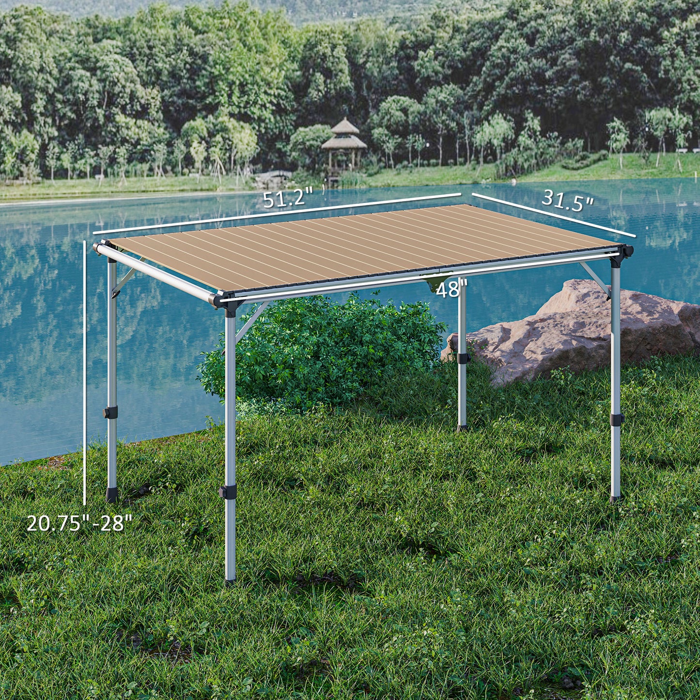 [vendor] Folding Camping Table, Adjustable Height Aluminum Table,