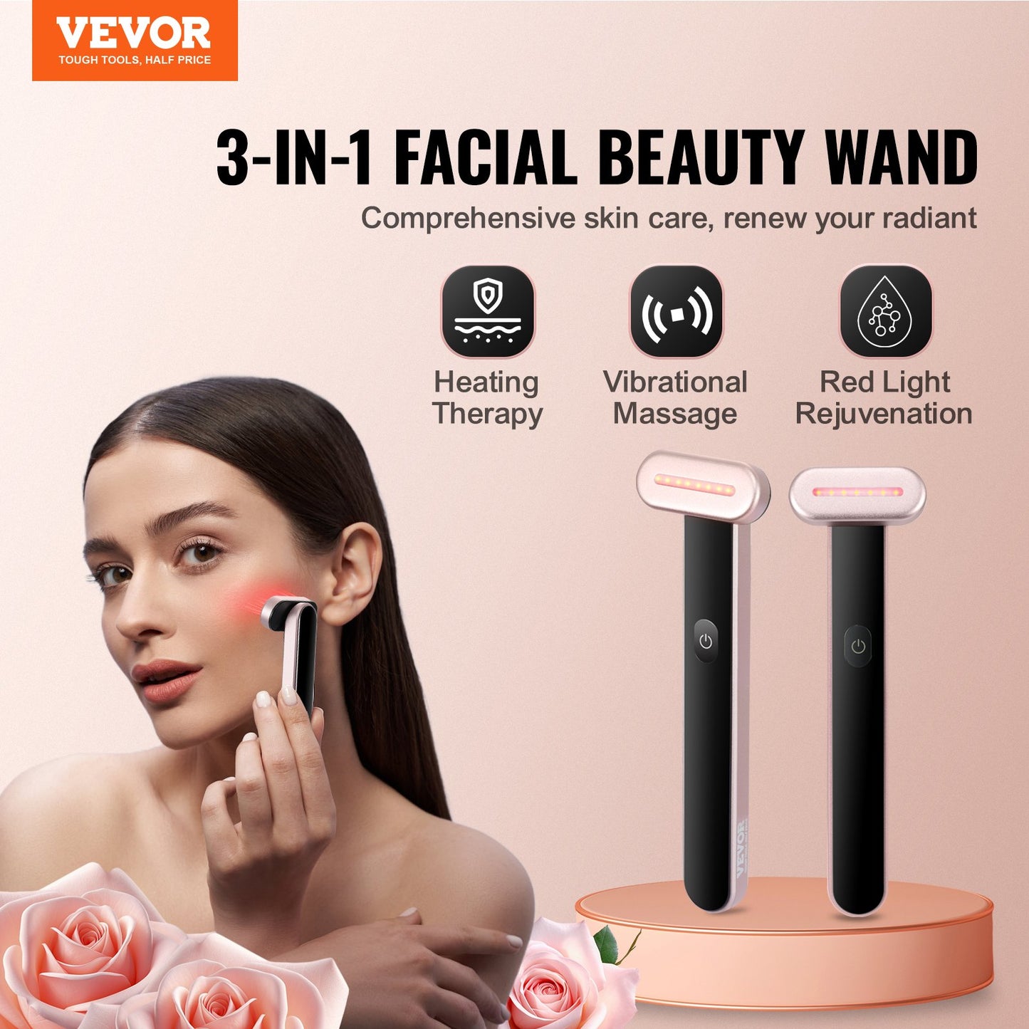 [vendor] Red Light Therapy Wand For Face And Neck, 3-in-1 LED