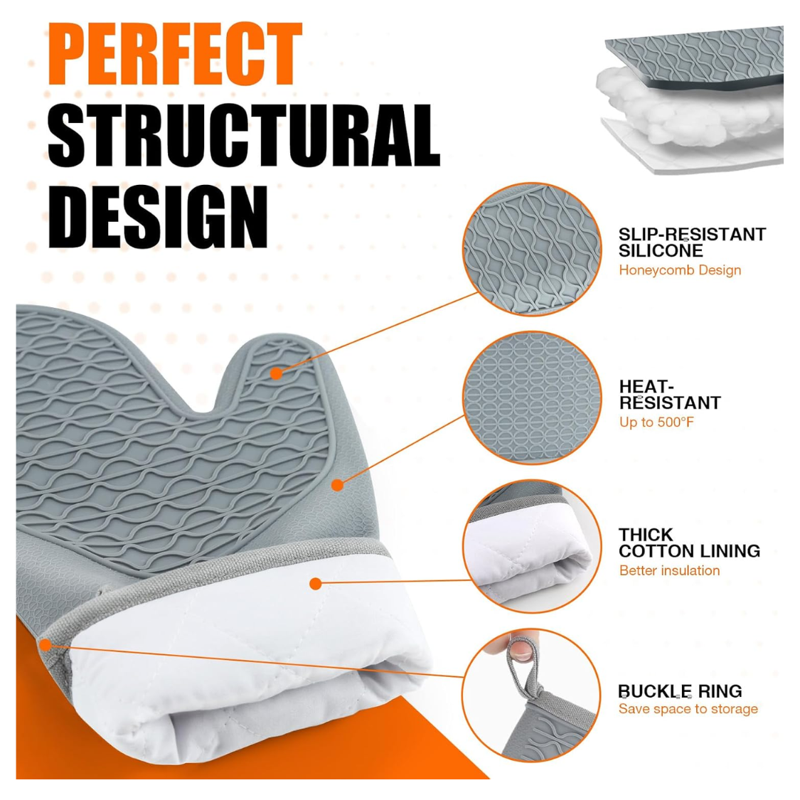 [vendor] Silicone Oven Mitts, Heat Resistant 2PCS Oven Mitts With