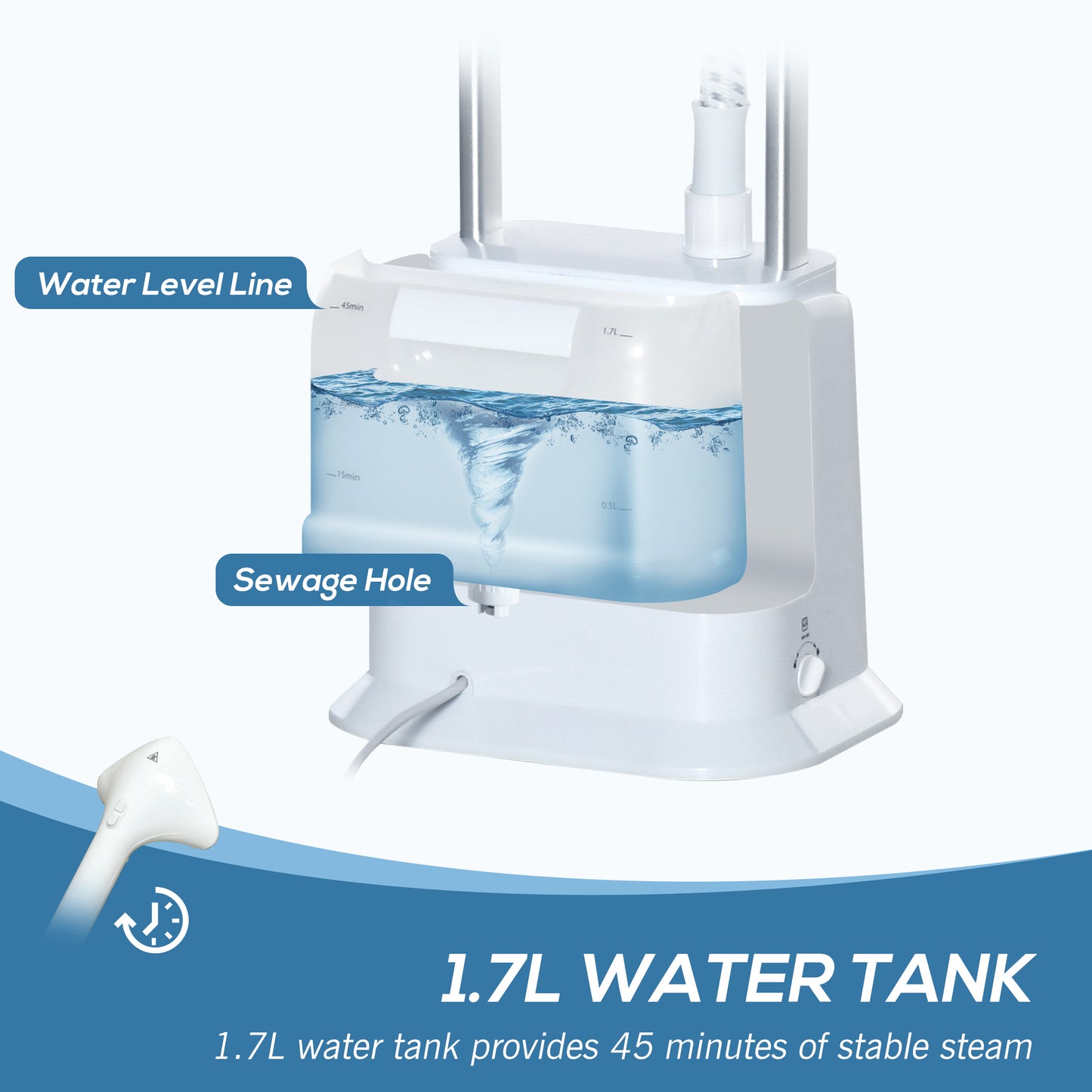 [vendor] Upright Garment Clothes Steamer With 6 Steam Setting,