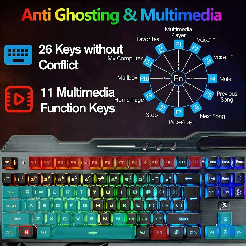 [vendor] 3in1 2.4G Wireless Rainbow Gaming Keyboard Mouse Set LED