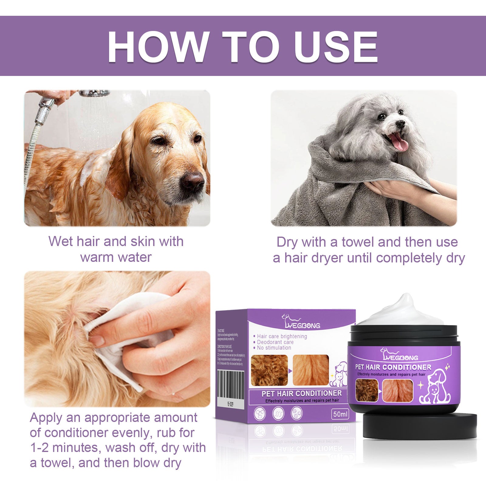 [vendor] Pet Hair Conditioner For Dogs Cats, Moisturizing Detangling Pet