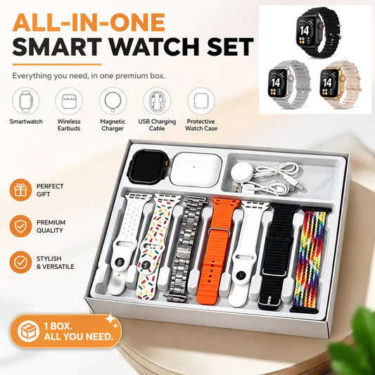 [vendor] Ten-in-One Smart Watch Set With Wireless Earbuds,