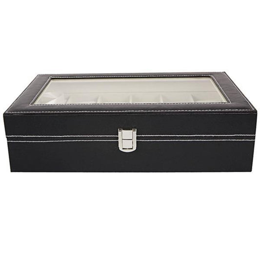 [vendor] 12 Slot Leather Watch Box Display Case Jewelry Organizer