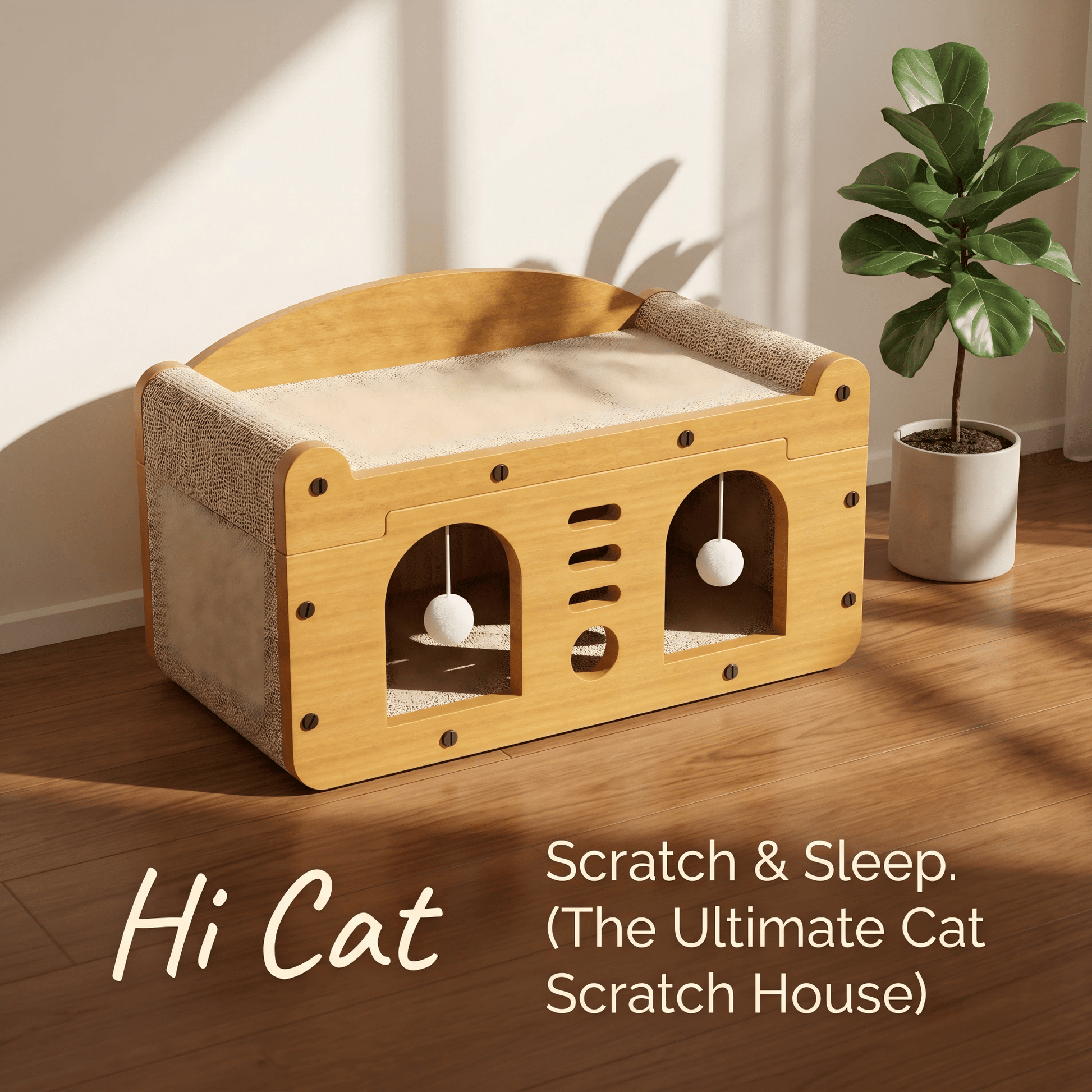 [vendor] Multi-Style Double-Layer Cat Scratcher House, 2-Tier Large Cat