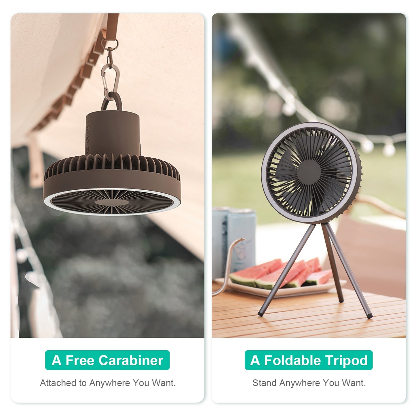 [vendor] Camping Fan With Lantern Rechargeable Battery Powered