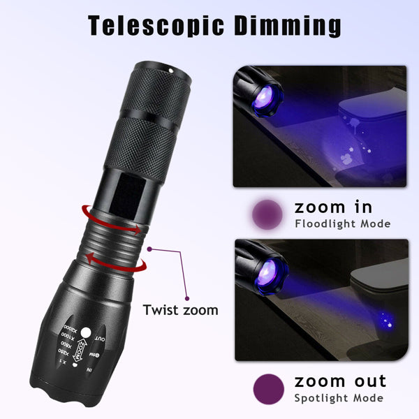 [vendor] (2 Pack) 2 IN 1 LED Flashlight UV + White Zoomable LED
