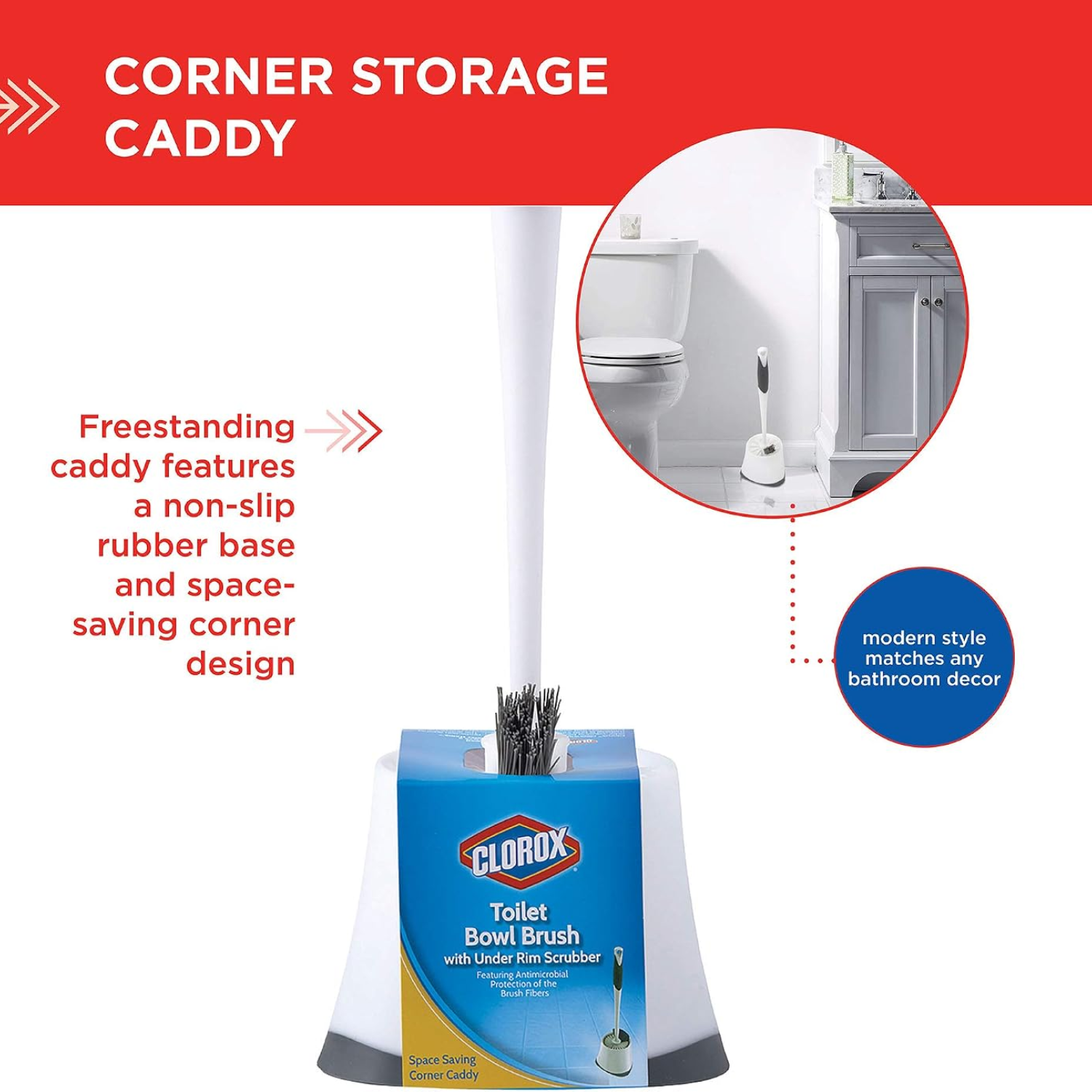 [vendor] Corner Toilet Bowl Brush With Under Rim Scrubber And
